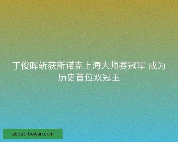 丁俊晖斩获斯诺克上海大师赛冠军 成为历史首位双冠王